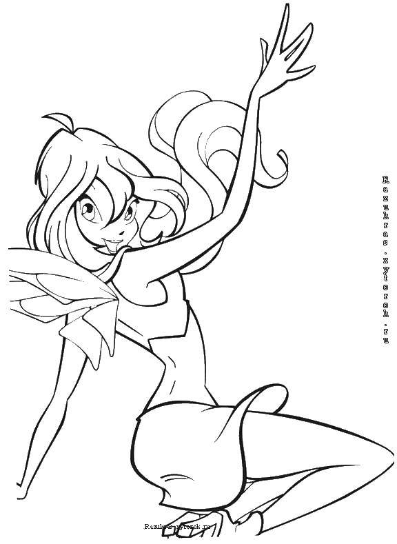 Coloring Cheerful bloom. Category fairies. Tags:  Character cartoon, Winx.