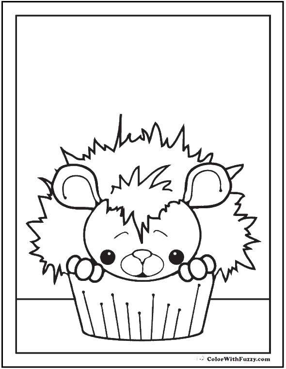 Coloring Cupcake hedgehog. Category cakes. Tags:  Cupcake hedgehog.