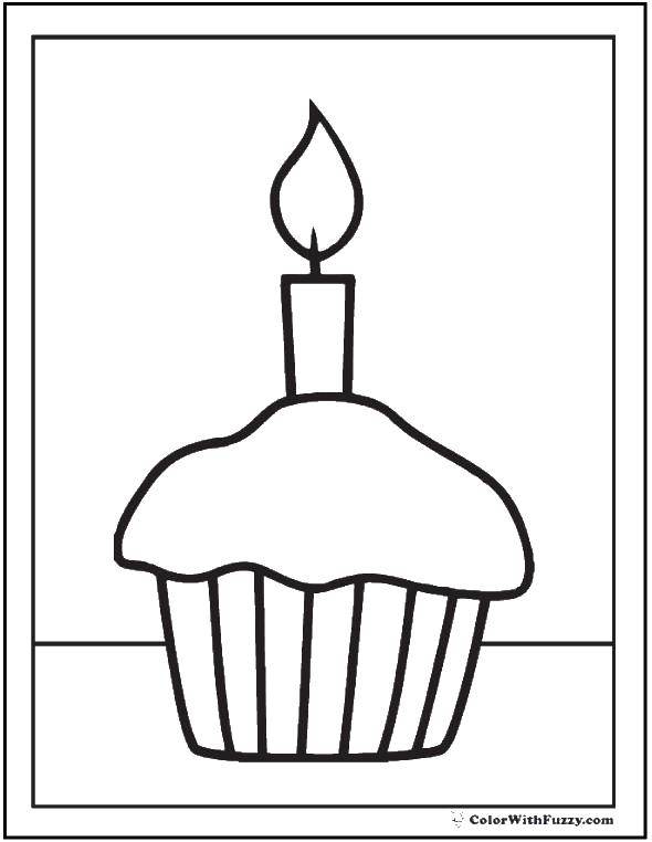 Название: Раскраска Пирожное со свечой графика. Категория: торты. Теги: Пирожное, свеча, графика.