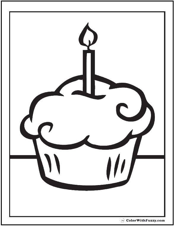 Название: Раскраска Пирожное со свечой. Категория: торты. Теги: Пирожное, свеча.