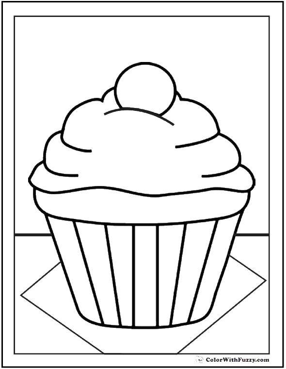 Coloring Sweet cupcake. Category cakes. Tags:  Cake, food, holiday.