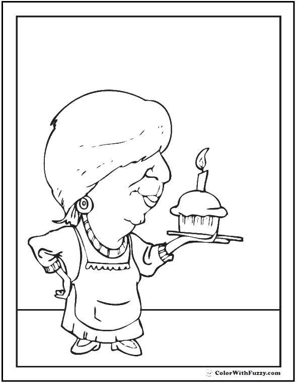 Coloring Cake birthday girl. Category cakes. Tags:  Cake, birthday girl.