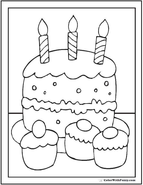 Название: Раскраска Торт со свечами. Категория: торты. Теги: Торт, свечи.