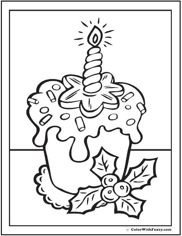 Coloring Cake with a candle. Category cakes. Tags:  Cake with a candle.