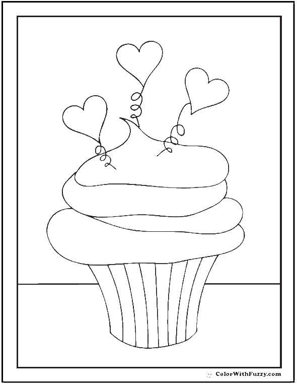 Название: Раскраска Тортик с сердечками. Категория: торты. Теги: Тортик с сердечками.