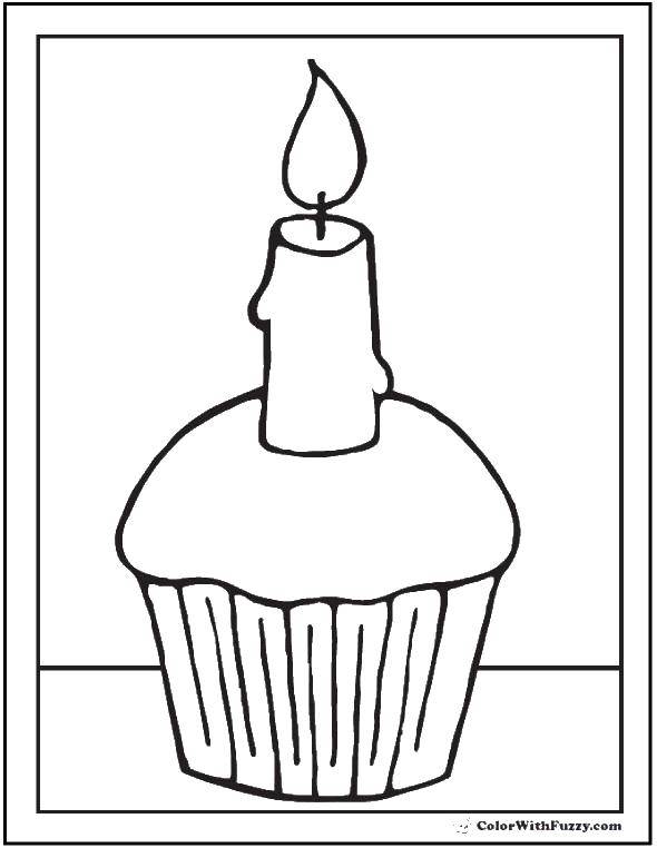 Название: Раскраска Тортик со свечой. Категория: торты. Теги: Тортик, свеча.