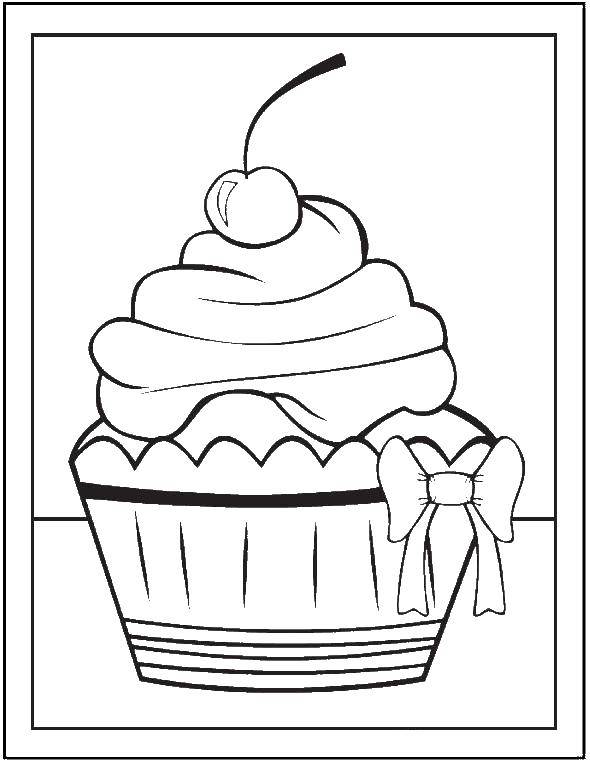 Название: Раскраска Украшенный кекс. Категория: торты. Теги: Торт, еда, праздник.