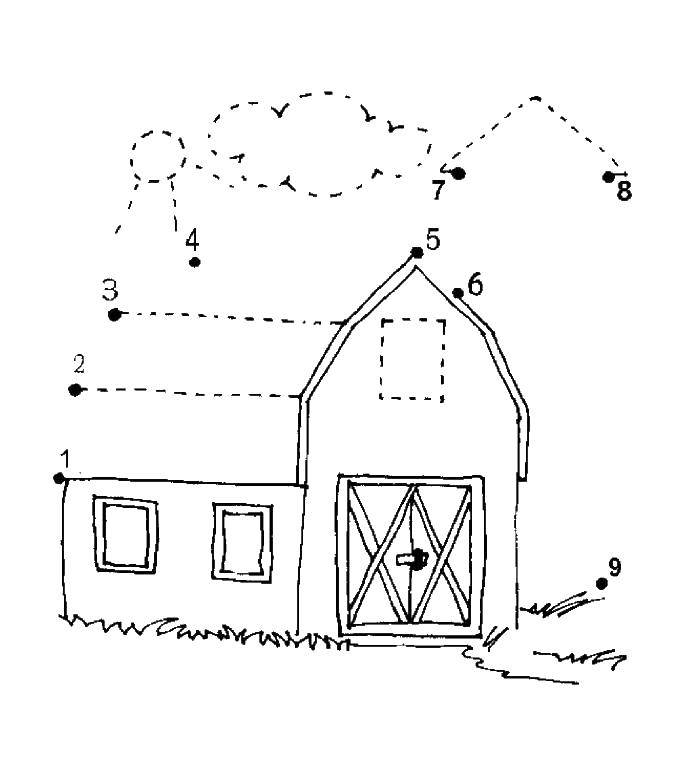 Опис: розмальовки  Домалюй по точках будиночок. Категорія: домалюй по точках. Теги:  точки, будинок.