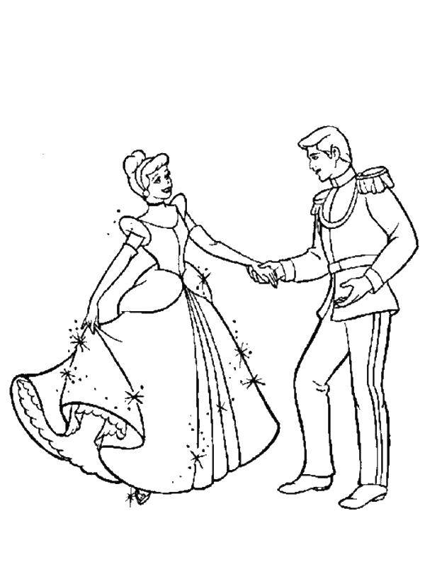 Coloring Prin and Cinderella dancing. Category Cinderella and the Prince. Tags:  Cinderella, Prince.