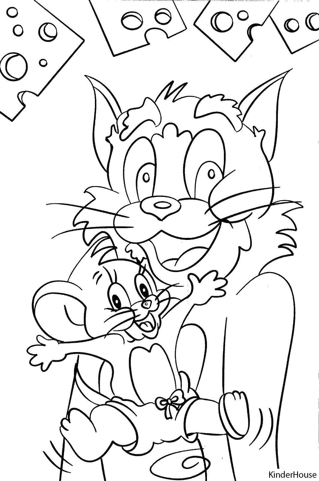 Coloring Tom and Jerry with cheese. Category Tom and Jerry. Tags:  Character cartoon, Tom and Jerry.
