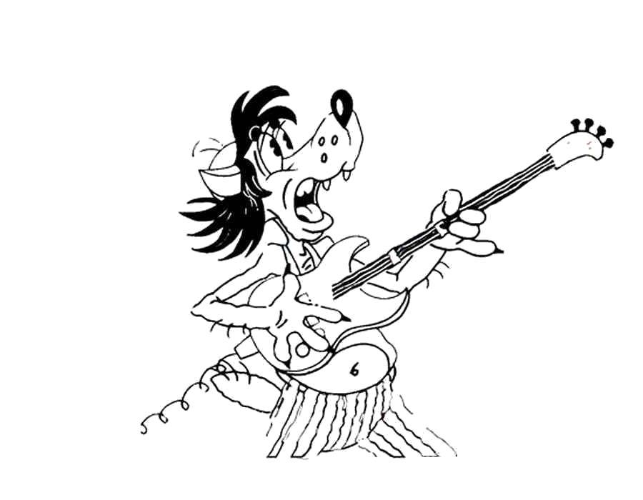 Coloring Wolf with guitar. Category just wait. Tags:  Cartoon character, Wolf, just you Wait! .