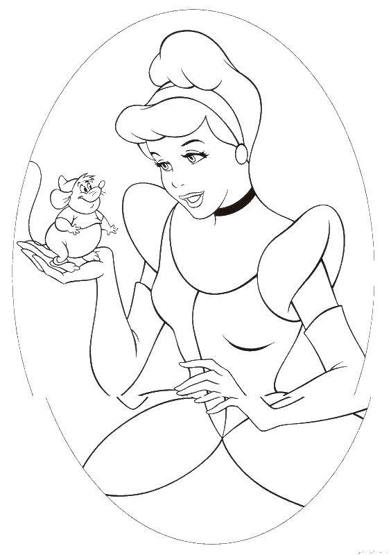Coloring Cinderella keeps the mouse. Category Cinderella and the Prince. Tags:  Cinderella, mouse.