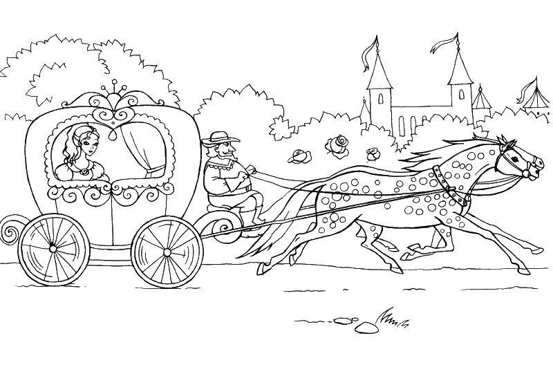 Coloring Cinderella Edith in the carriage. Category Cinderella and the Prince. Tags:  Cinderella.