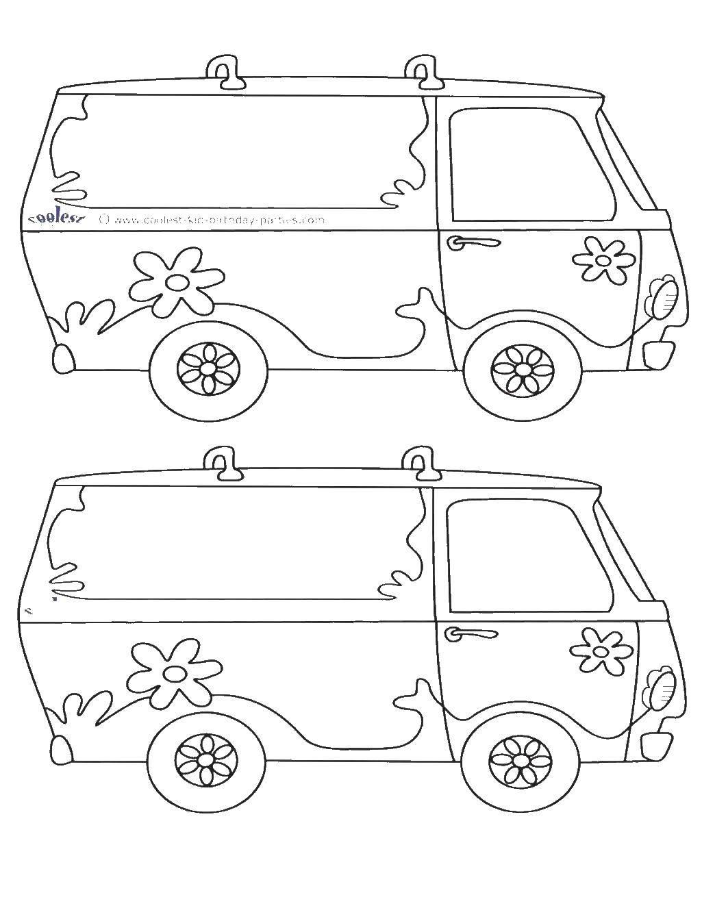 Coloring The truck with flowers. Category machine . Tags:  car, truck.