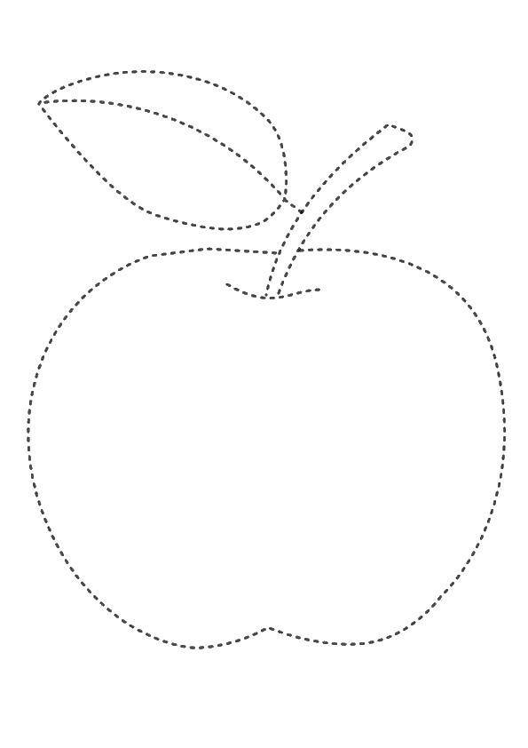Название: Раскраска Обведи по контуру и раскрась яблочко. Категория: дорисуй по образцу. Теги: Образец, обвести по контуру.