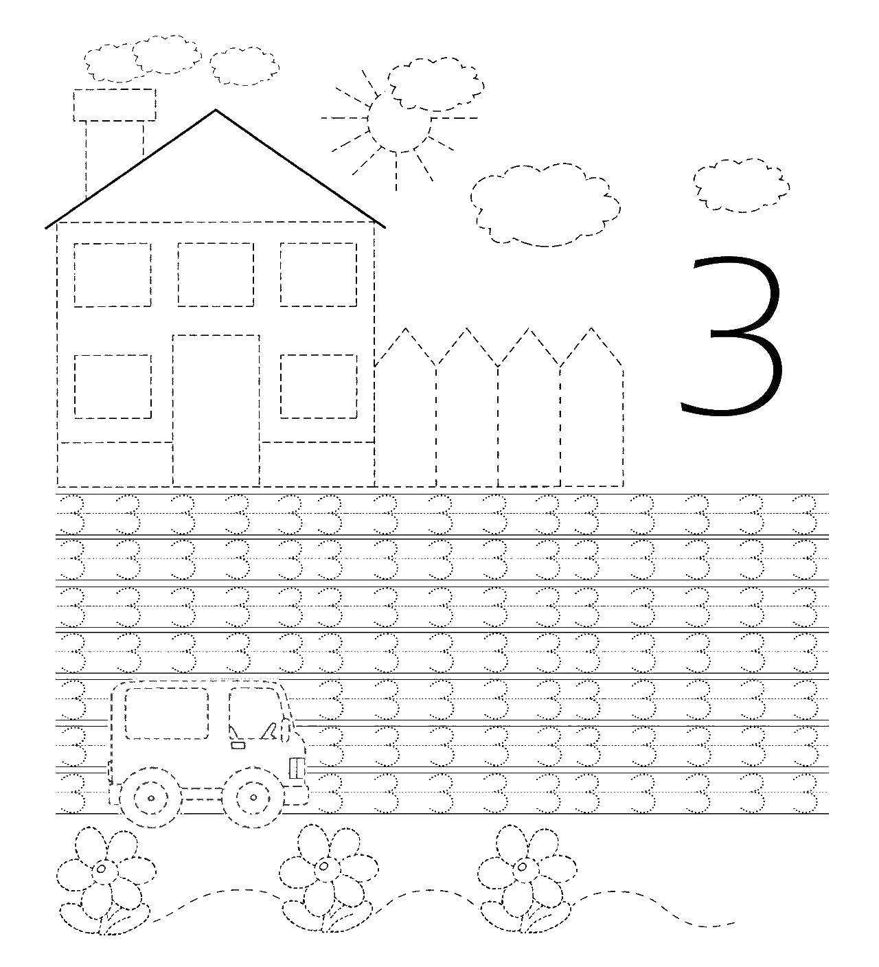 Coloring Recipe for 3 points. Category tracing numbers. Tags:  paper, point, 3.