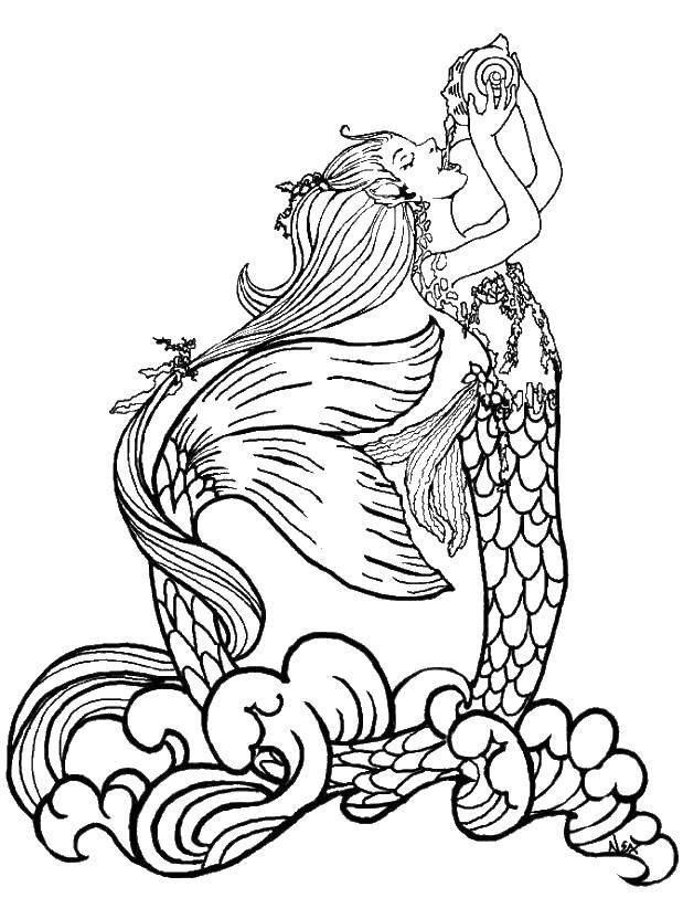 Coloring Mermaid in the water. Category The little mermaid. Tags:  Mermaid.