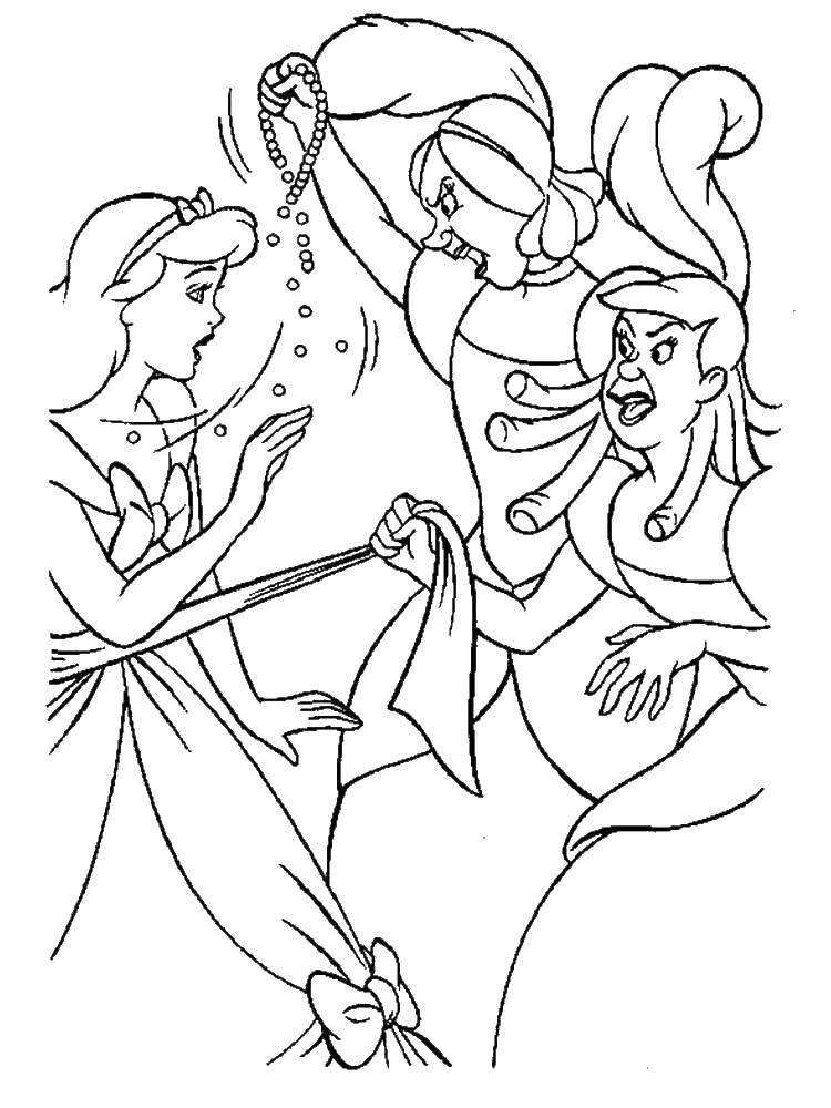 Coloring Sisters Cinderella torn dress. Category Cinderella and the Prince. Tags:  Cinderella, slipper.