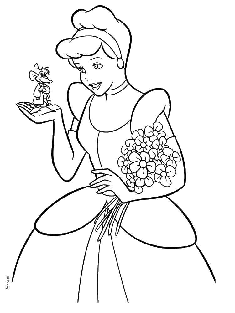 Coloring Cinderella Cinderella blagodarit. Category Cinderella and the Prince. Tags:  Cinderella, mouse.