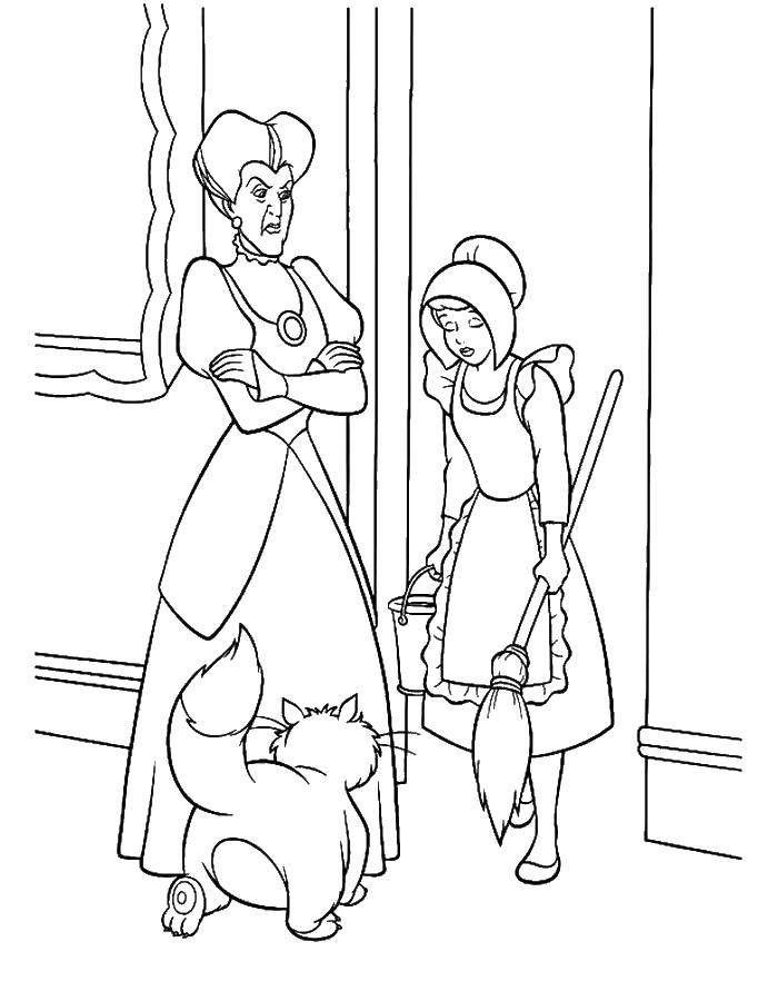 Coloring Cinderella does cleaning. Category Cinderella and the Prince. Tags:  Disney, Cinderella.