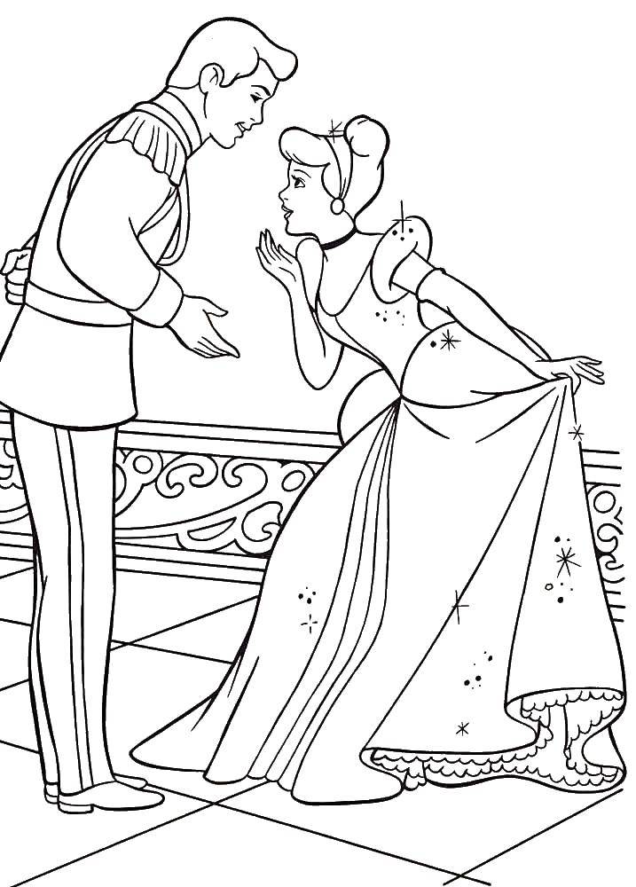 Coloring Cinderella welcomes Prince. Category Cinderella and the Prince. Tags:  Cinderella, slipper.