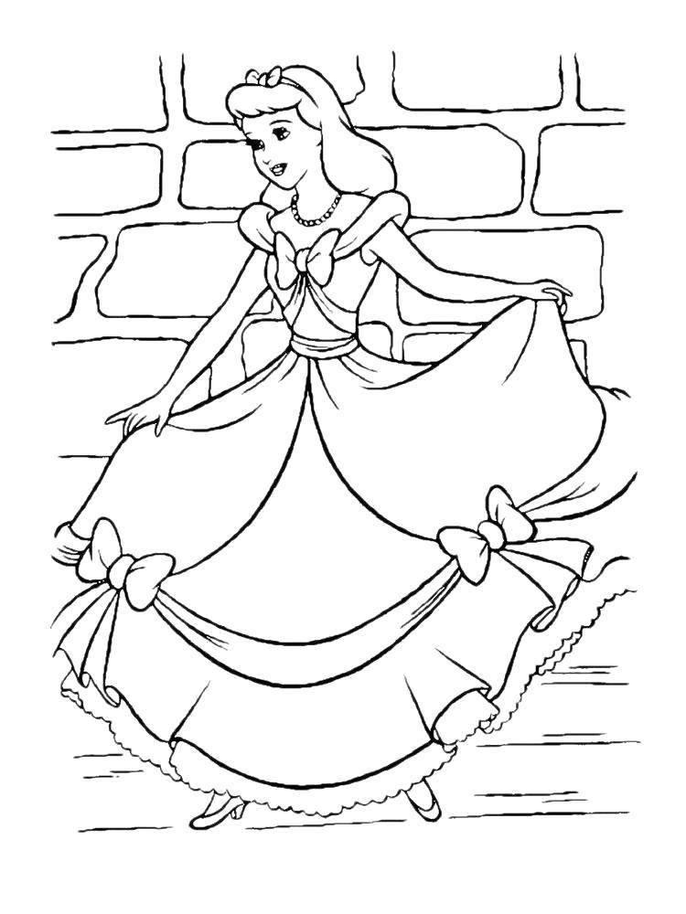 Coloring Cinderella in a beautiful dress.. Category Cinderella and the Prince. Tags:  Disney, Cinderella.