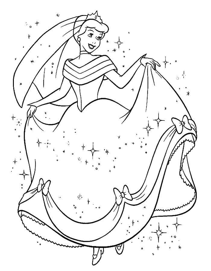 Название: Раскраска Золушка в новом платье. Категория: золушка и принц. Теги: Золушка, принц.