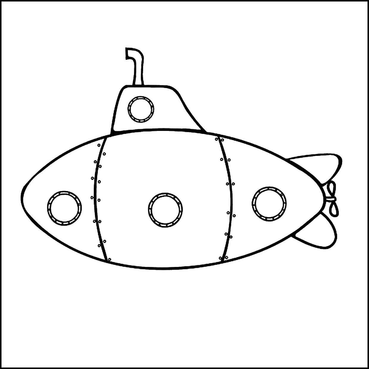 Название: Раскраска Подводная лодка. Категория: транспорт. Теги: подводный транспорт, лодка.