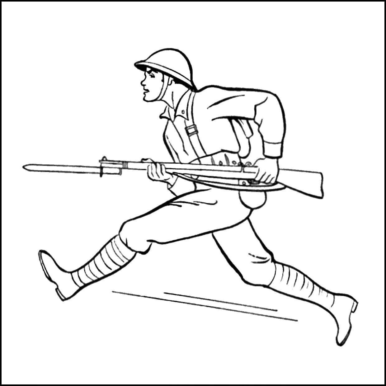 Coloring Soldiers with weapons. Category military. Tags:  military, soldiers, weapons.