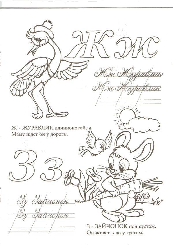 Coloring W crane, s hare. Category ABCs . Tags:  The alphabet, letters, words.