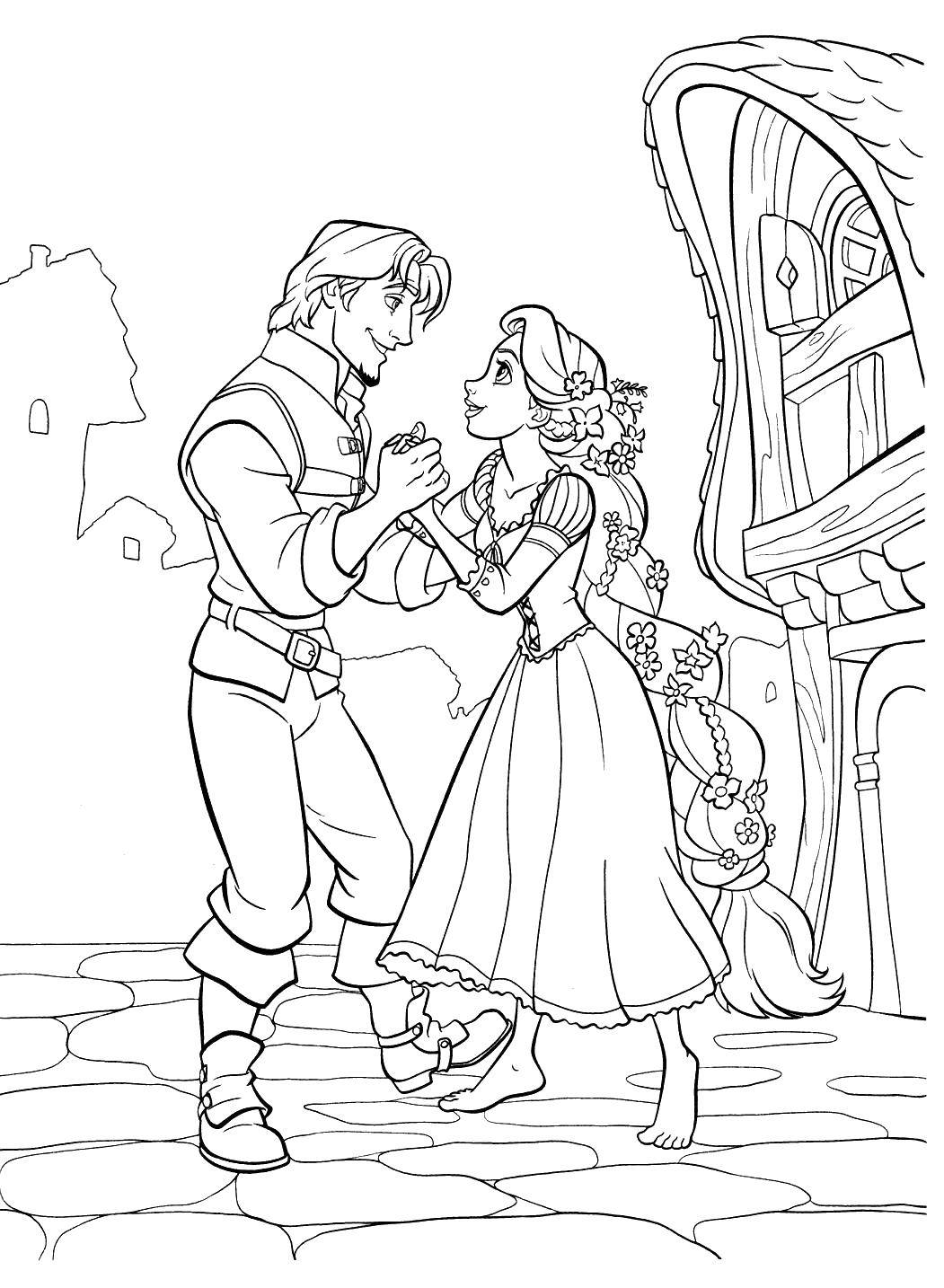 Coloring Elsa with her lover. Category coloring pages Rapunzel tangled. Tags:  Disney, Elsa, frozen, Princess.