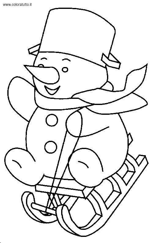 Coloring Snowman on a sled. Category snowman. Tags:  snowman, sled.