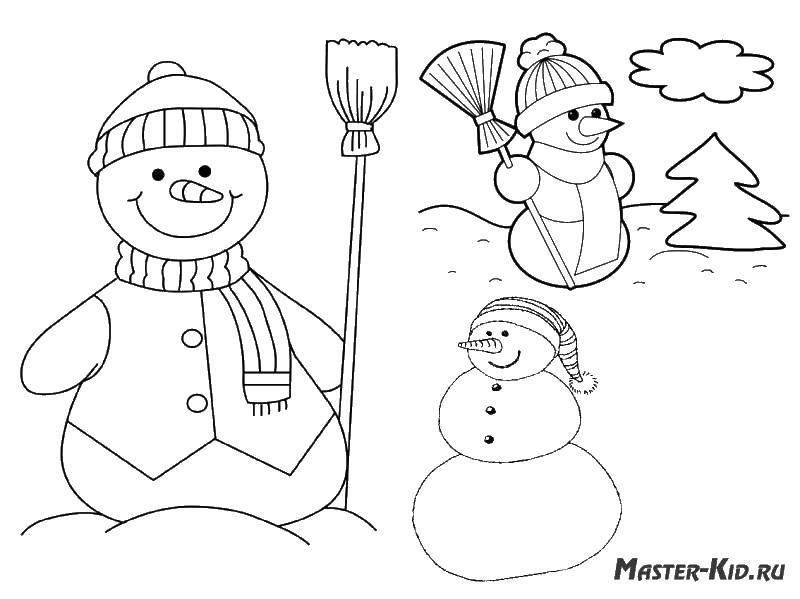 Coloring Three snowman. Category snowman. Tags:  three snowman.