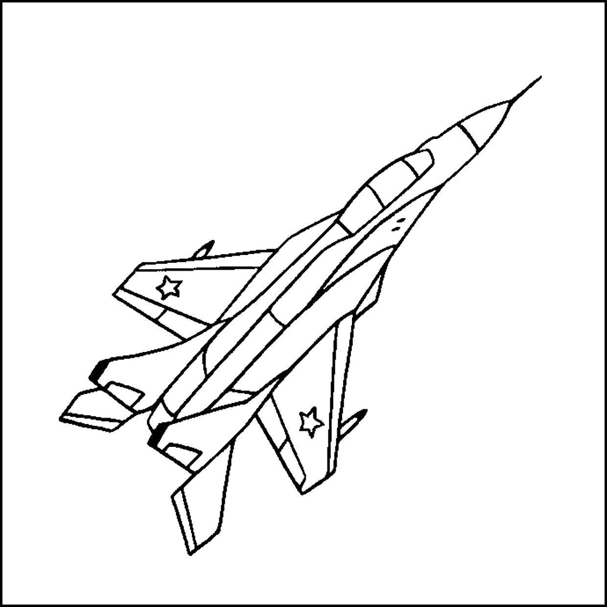Название: Раскраска Военный самолёт. Категория: самолеты. Теги: транспорт, военное, самолет.