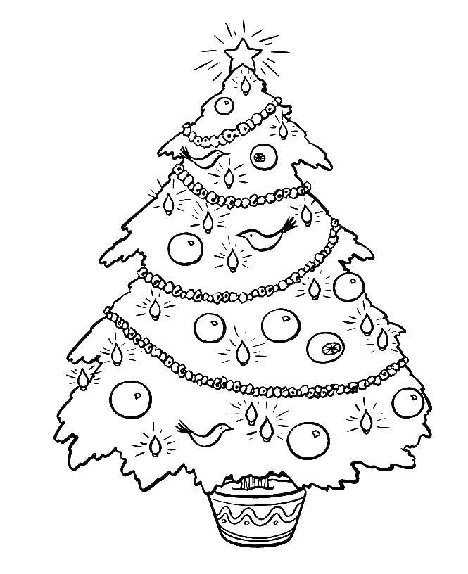 Coloring The tree. Category coloring Christmas tree. Tags:  Christmas tree, flowerpot, decoration.