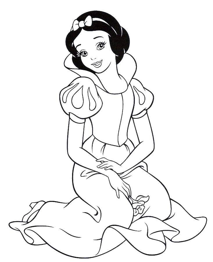 Coloring Snow white sitting. Category snow white. Tags:  Snow white.