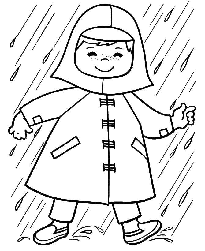 Название: Раскраска Девочка в дождевике. Категория: весна. Теги: девочка, дождевик.