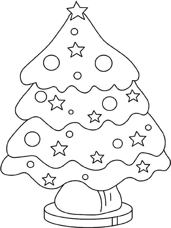 Название: Раскраска Новогодная елка с звездачками. Категория: раскраски елки. Теги: новый год, елка.