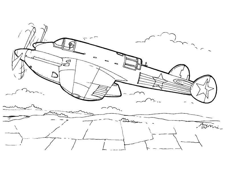 Coloring Soviet aircraft. Category the planes. Tags:  aircraft, vehicles, military.