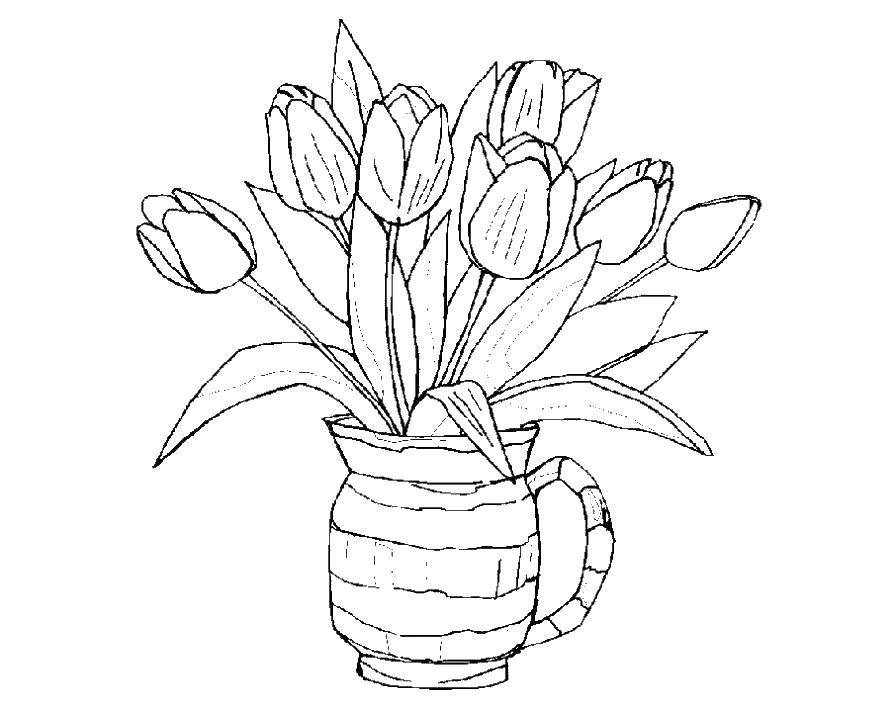 Coloring Tulips in a circle. Category flowers. Tags:  the seal.