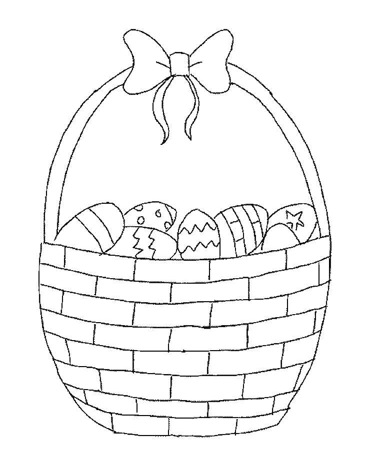 Название: Раскраска Корзина с яйцами. Категория: раскраски пасха. Теги: яйца, Пасха, корзинка.