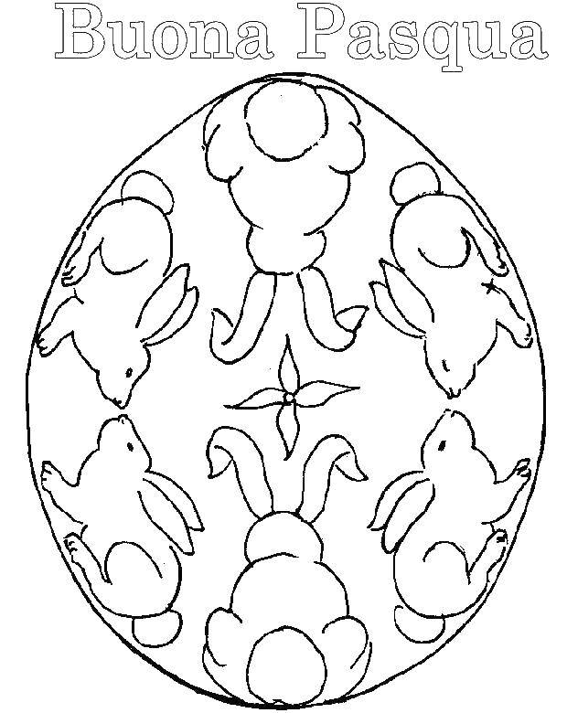 Coloring Rabbits on the egg. Category coloring Easter. Tags:  Bunny, rabbit, Easter.