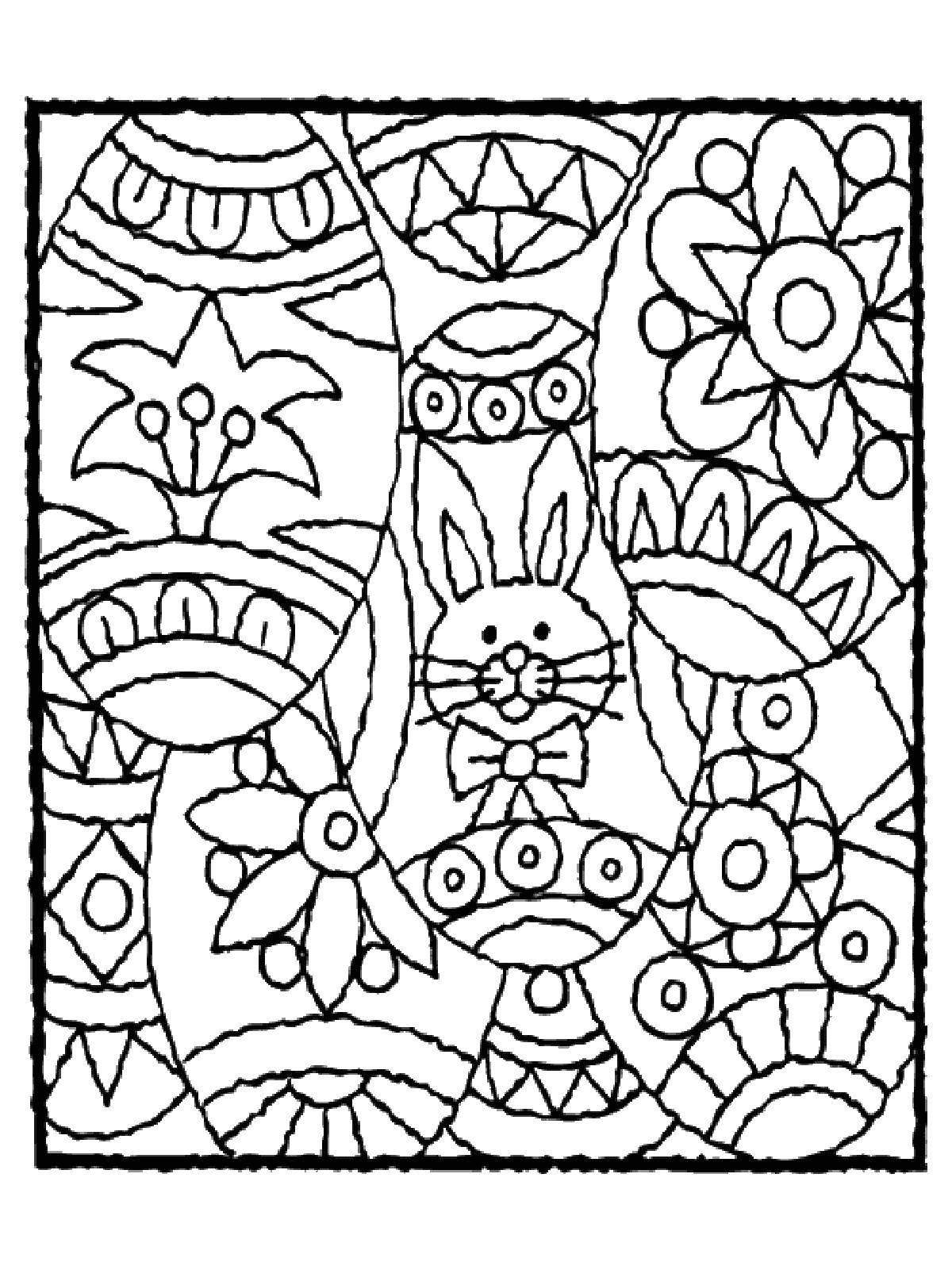 Coloring Easter eggs. Category coloring Easter. Tags:  eggs, Easter, rabbit.