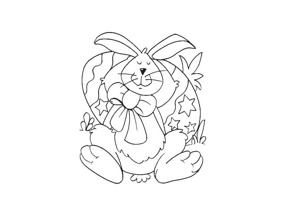 Название: Раскраска Пасхальный кролик спит на яйце. Категория: пасхальные яйца. Теги: пасхальные яйца, кролик.