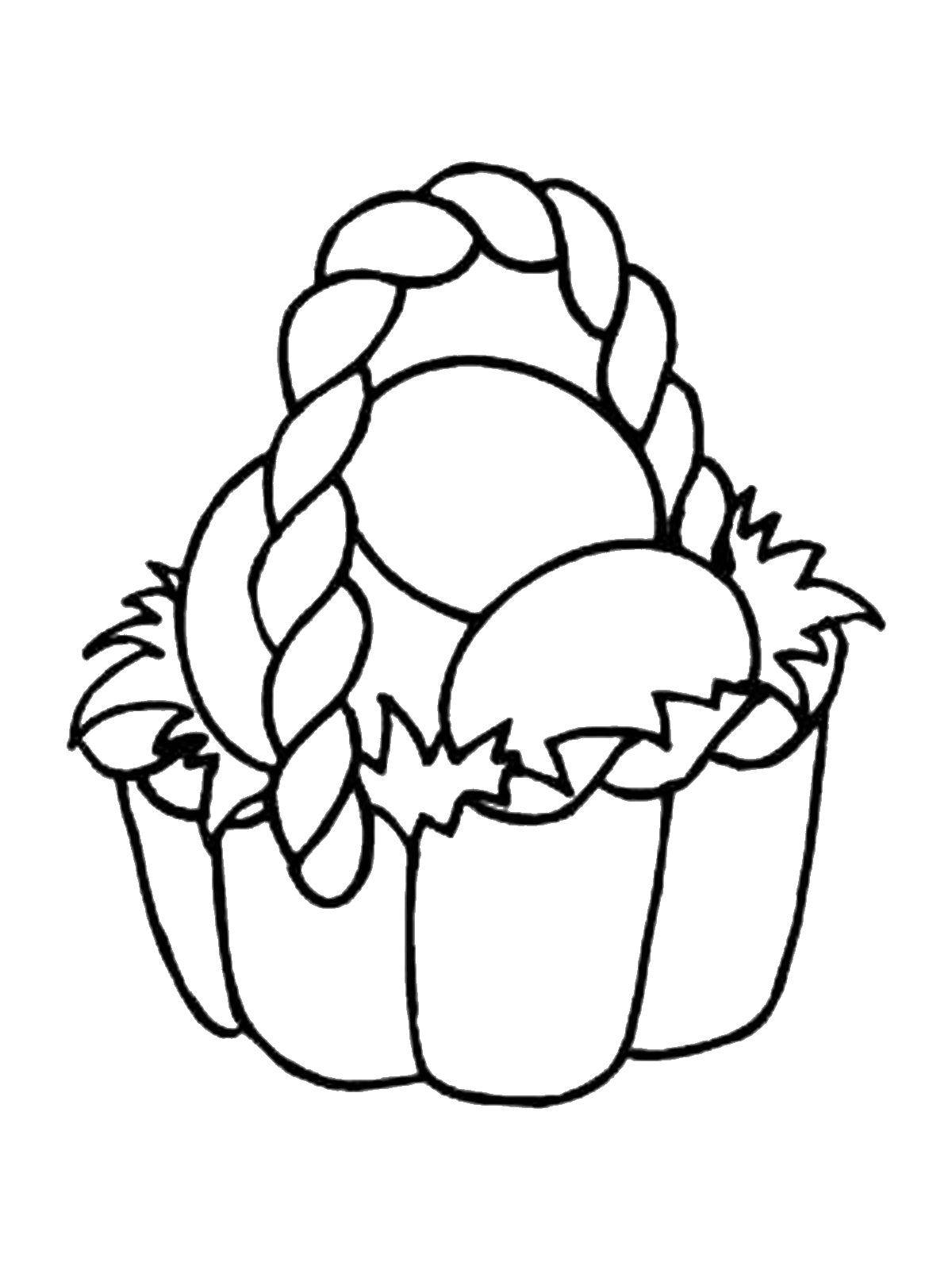 Название: Раскраска Плетеная корзинка с яйцами. Категория: раскраски пасха. Теги: Пасха, яйца, узоры.