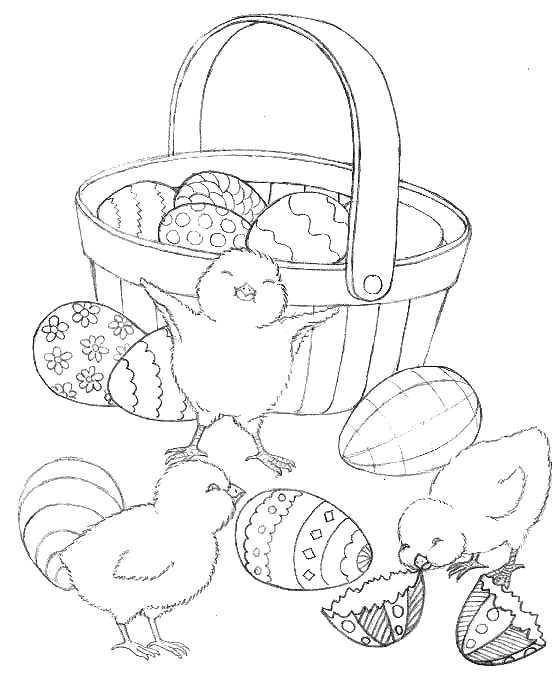 Coloring Chickens and Easter eggs. Category coloring Easter. Tags:  Easter, eggs, chickens.