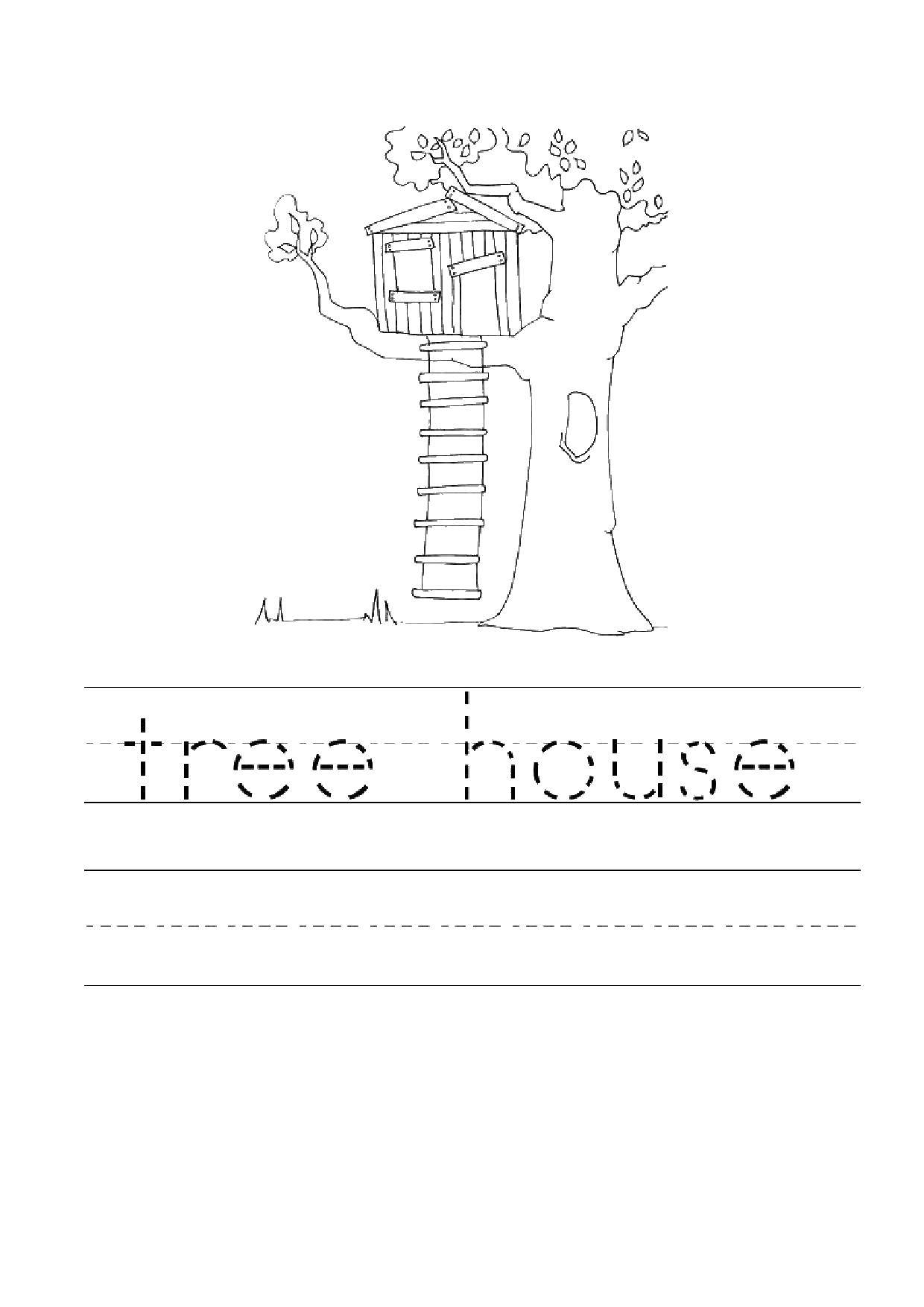 Название: Раскраска Дом на дереве. Категория: английские слова. Теги: Английский.