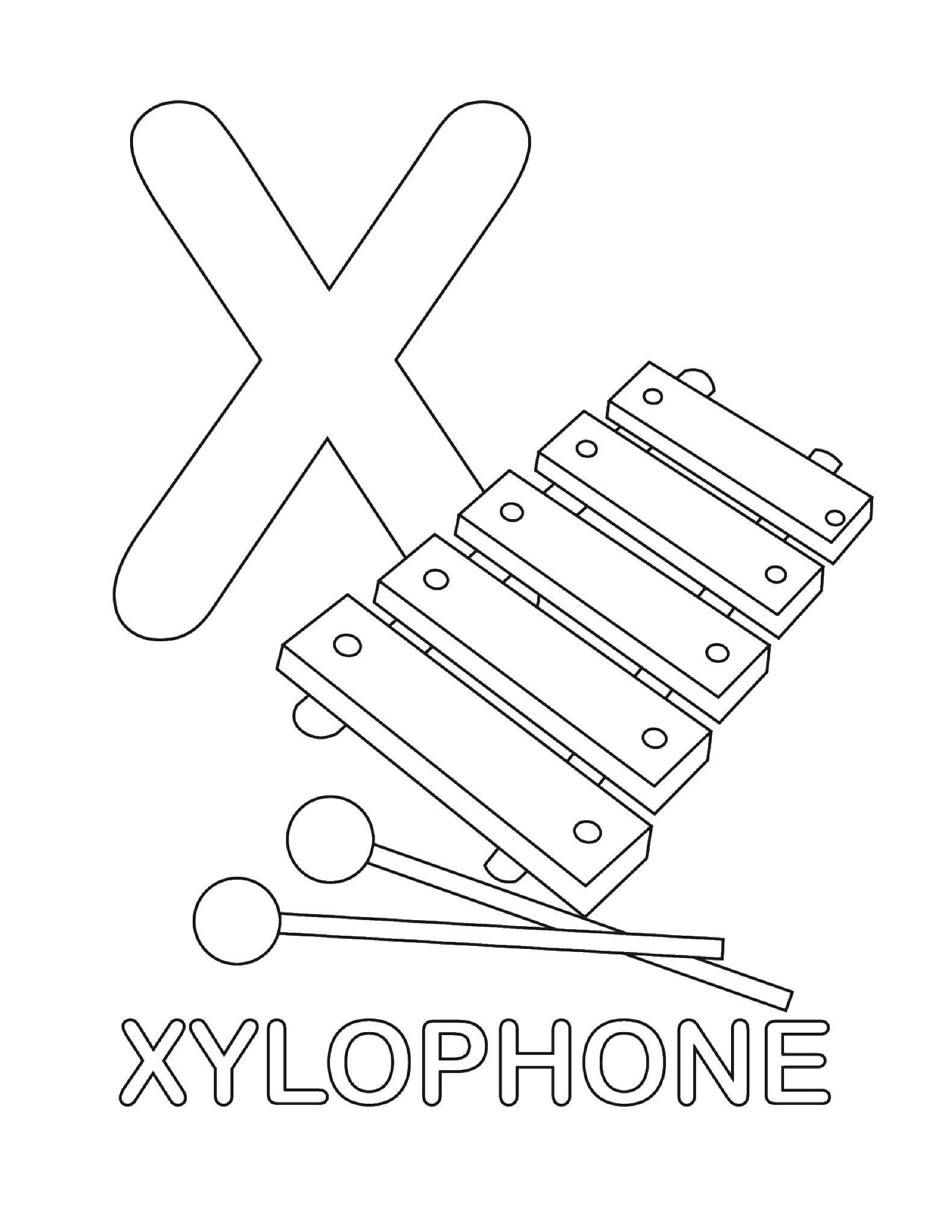 Coloring Xylophone. Category English words. Tags:  English words, xylophone.