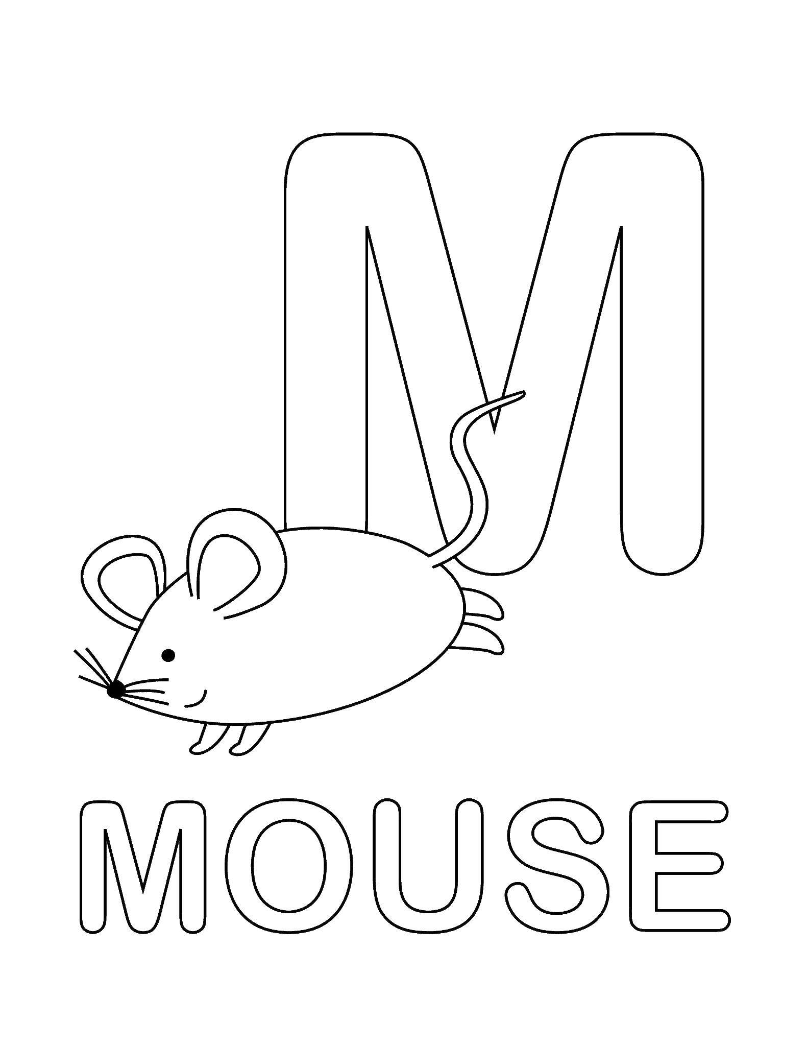 Название: Раскраска М мышка. Категория: английские слова. Теги: Английский.