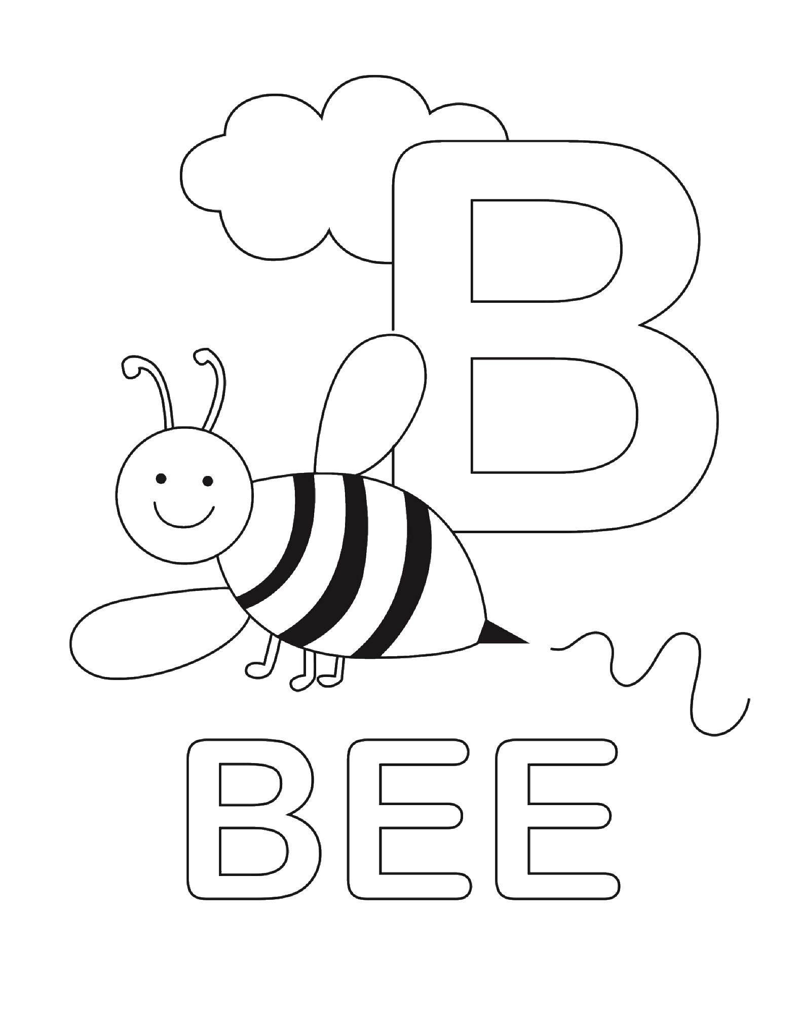 Coloring P bee. Category English words. Tags:  English.